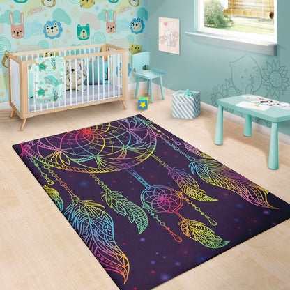 Rainbow Native Dream Catcher Print Area Rug