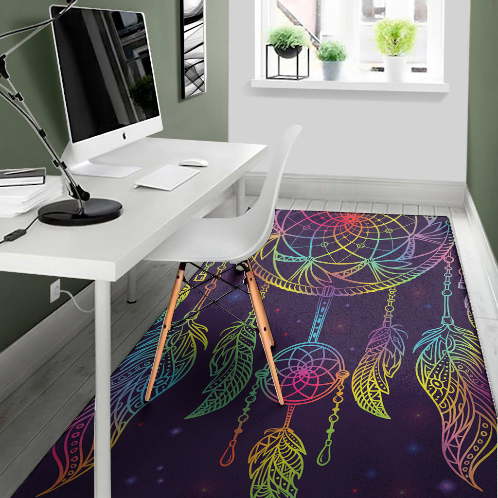 Rainbow Native Dream Catcher Print Area Rug