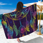 Rainbow Native Dream Catcher Print Beach Sarong Wrap
