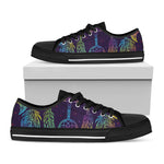 Rainbow Native Dream Catcher Print Black Low Top Shoes 