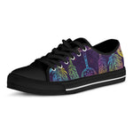 Rainbow Native Dream Catcher Print Black Low Top Shoes 