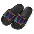 Rainbow Native Dream Catcher Print Black Slide Sandals