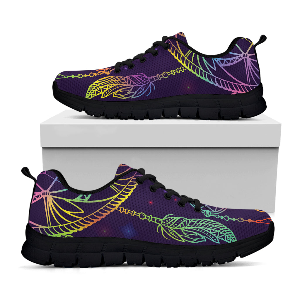 Rainbow Native Dream Catcher Print Black Sneakers