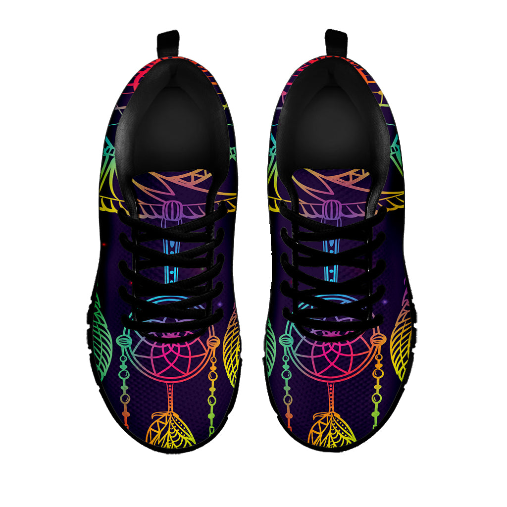 Rainbow Native Dream Catcher Print Black Sneakers
