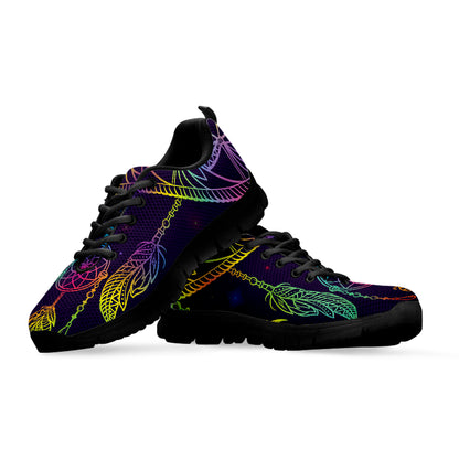 Rainbow Native Dream Catcher Print Black Sneakers