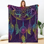 Rainbow Native Dream Catcher Print Blanket