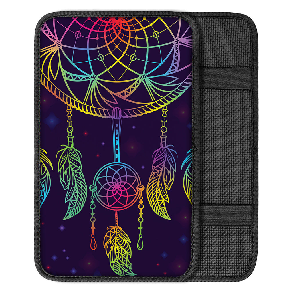 Rainbow Native Dream Catcher Print Car Center Console Cover