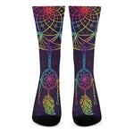 Rainbow Native Dream Catcher Print Crew Socks