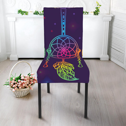 Rainbow Native Dream Catcher Print Dining Chair Slipcover