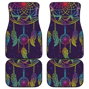 Rainbow Native Dream Catcher Print Front and Back Car Floor Mats