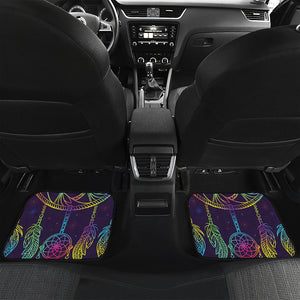 Rainbow Native Dream Catcher Print Front and Back Car Floor Mats