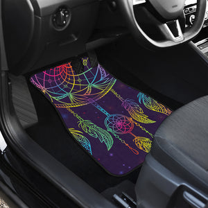 Rainbow Native Dream Catcher Print Front and Back Car Floor Mats