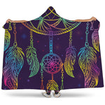 Rainbow Native Dream Catcher Print Hooded Blanket