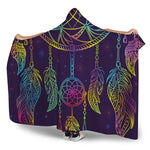 Rainbow Native Dream Catcher Print Hooded Blanket