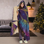 Rainbow Native Dream Catcher Print Hooded Blanket