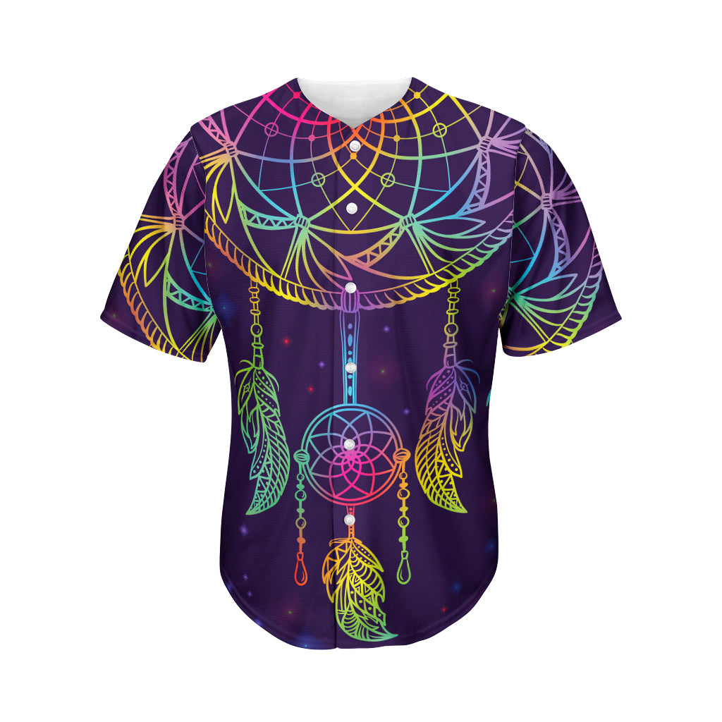 Rainbow Native Dream Catcher Print Men's Baseball Jersey