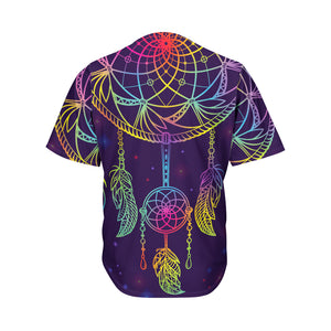 Rainbow Native Dream Catcher Print Men's Baseball Jersey