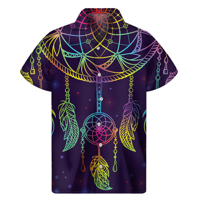 Rainbow Native Dream Catcher Print Men's Short Sleeve Shirt