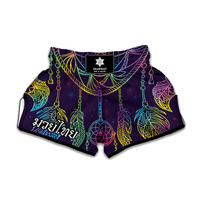 Rainbow Native Dream Catcher Print Muay Thai Boxing Shorts