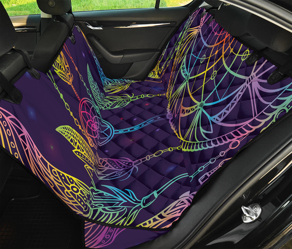 Rainbow Native Dream Catcher Print Pet Car Back Seat Cover