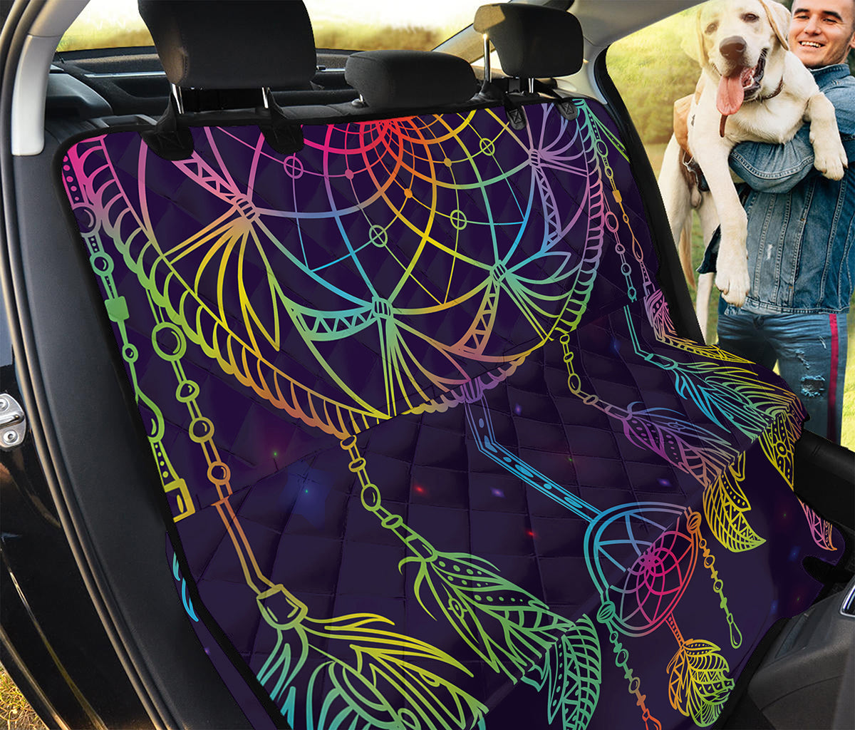 Rainbow Native Dream Catcher Print Pet Car Back Seat Cover