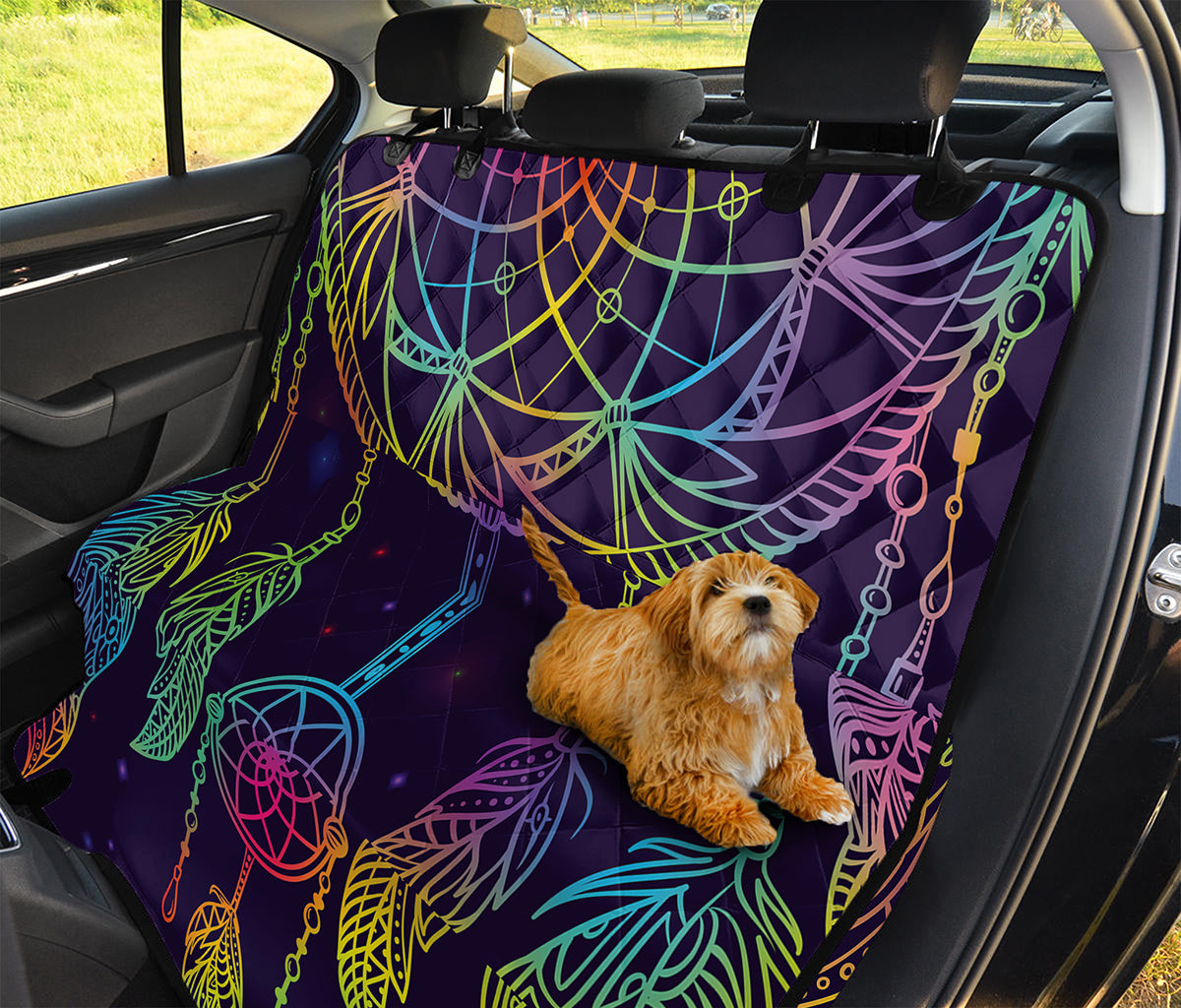 Rainbow Native Dream Catcher Print Pet Car Back Seat Cover