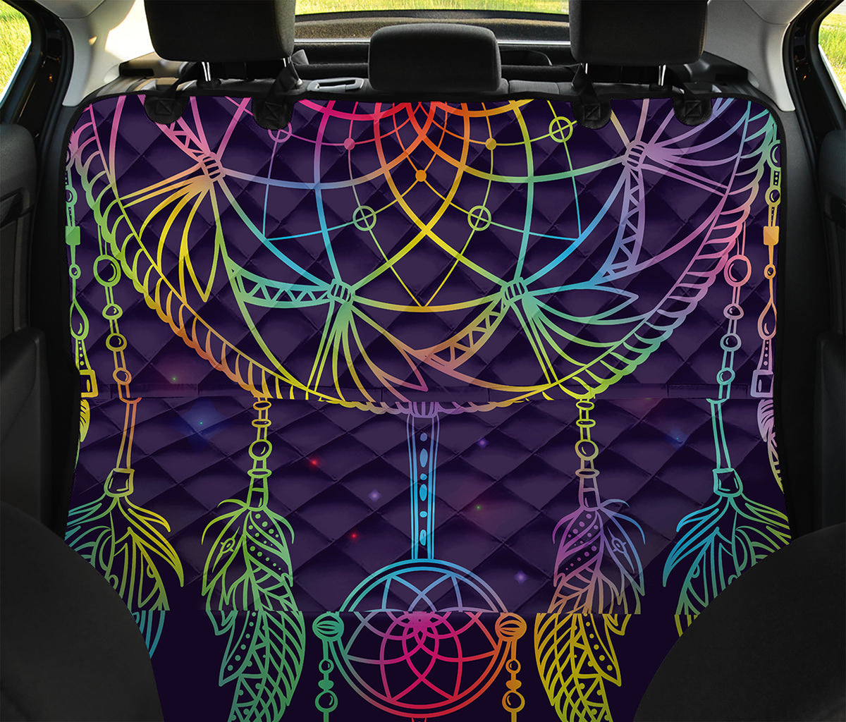 Rainbow Native Dream Catcher Print Pet Car Back Seat Cover