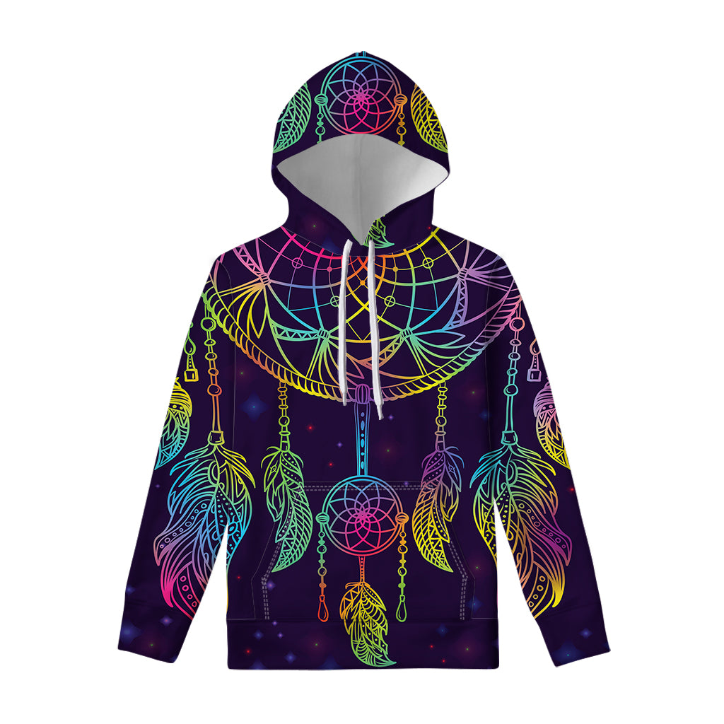 Rainbow Native Dream Catcher Print Pullover Hoodie