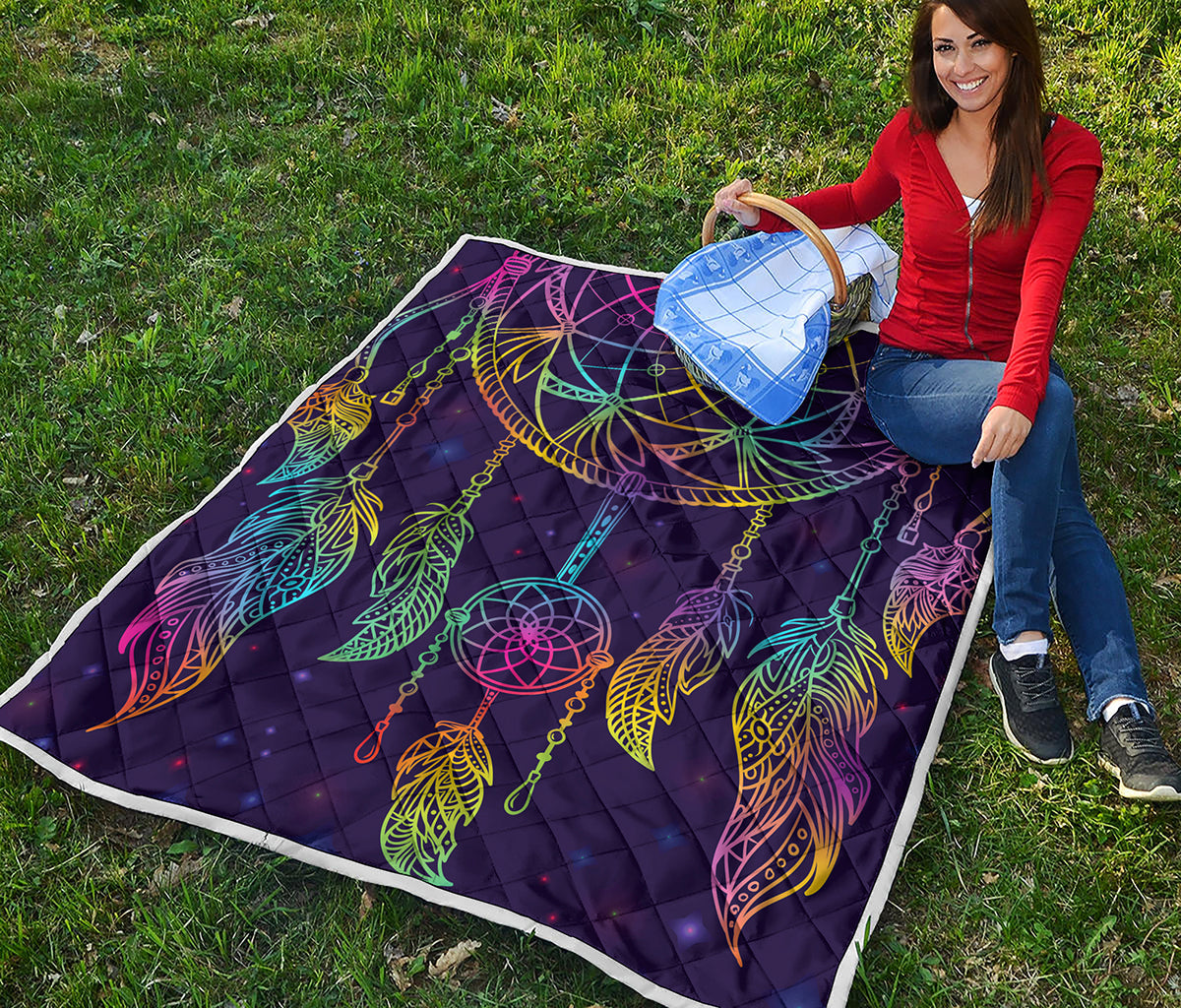 Rainbow Native Dream Catcher Print Quilt