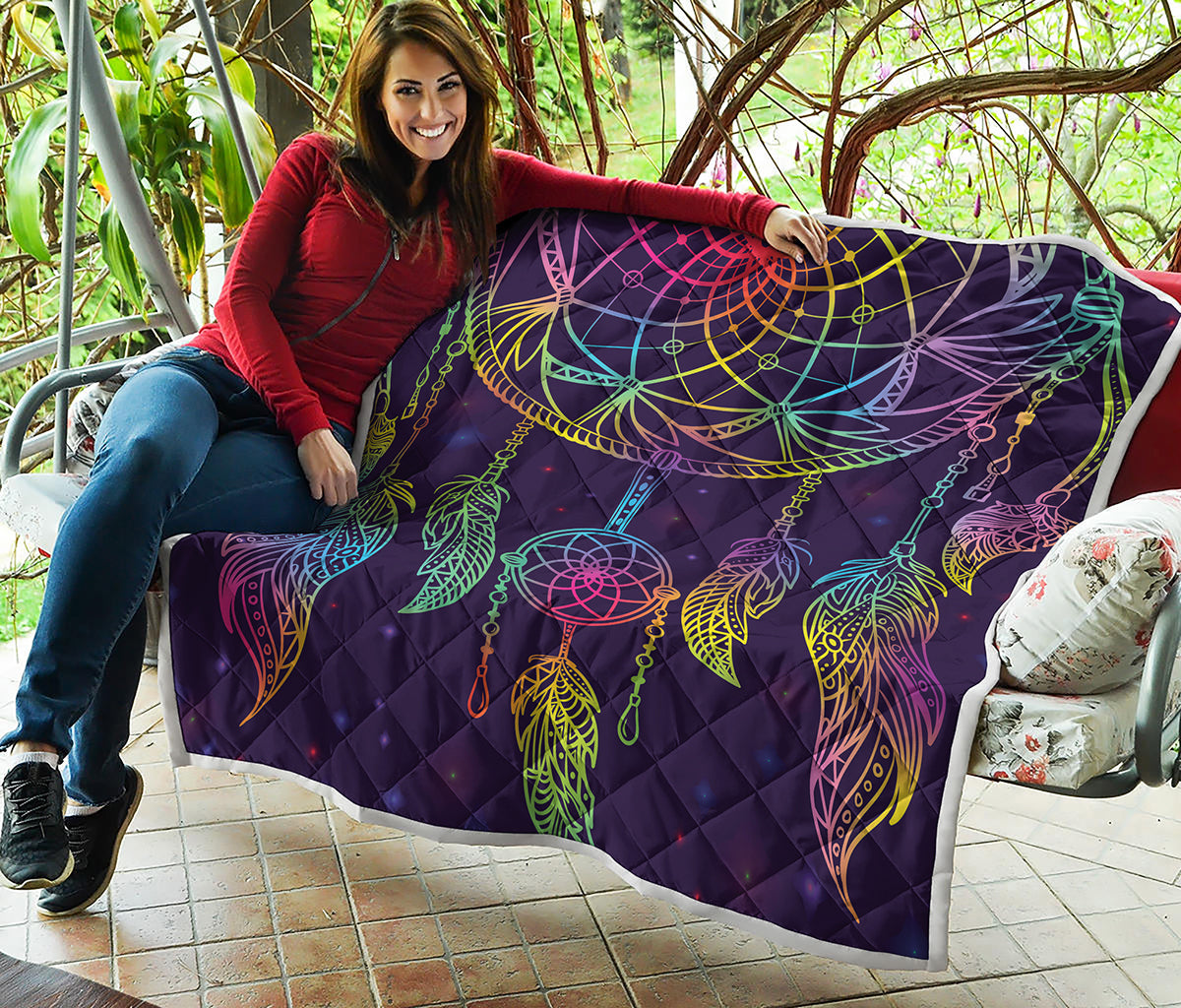 Rainbow Native Dream Catcher Print Quilt