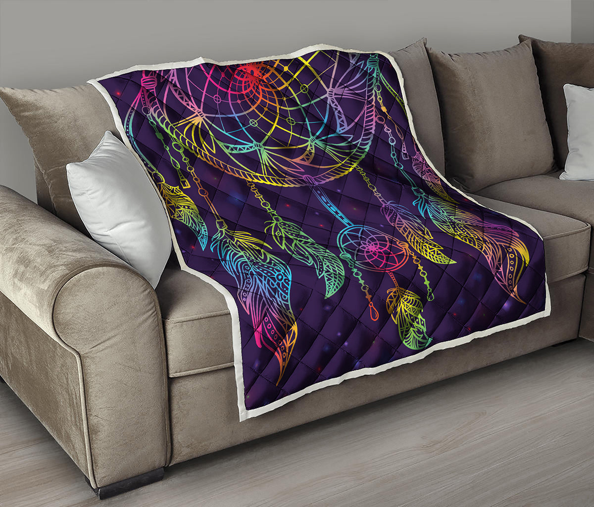 Rainbow Native Dream Catcher Print Quilt