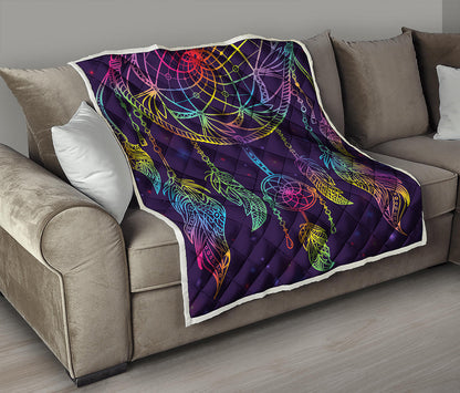 Rainbow Native Dream Catcher Print Quilt