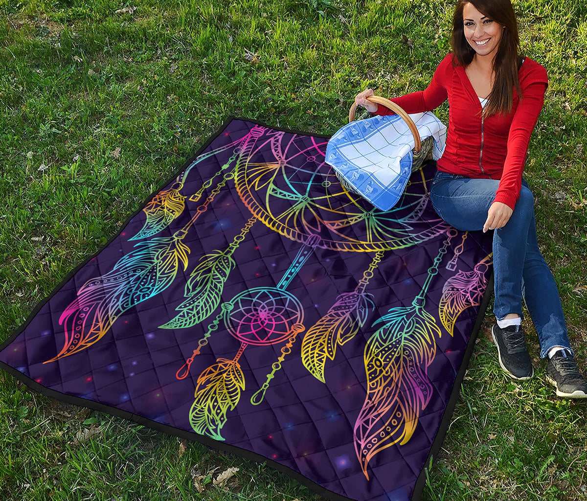 Rainbow Native Dream Catcher Print Quilt