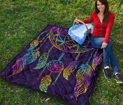 Rainbow Native Dream Catcher Print Quilt