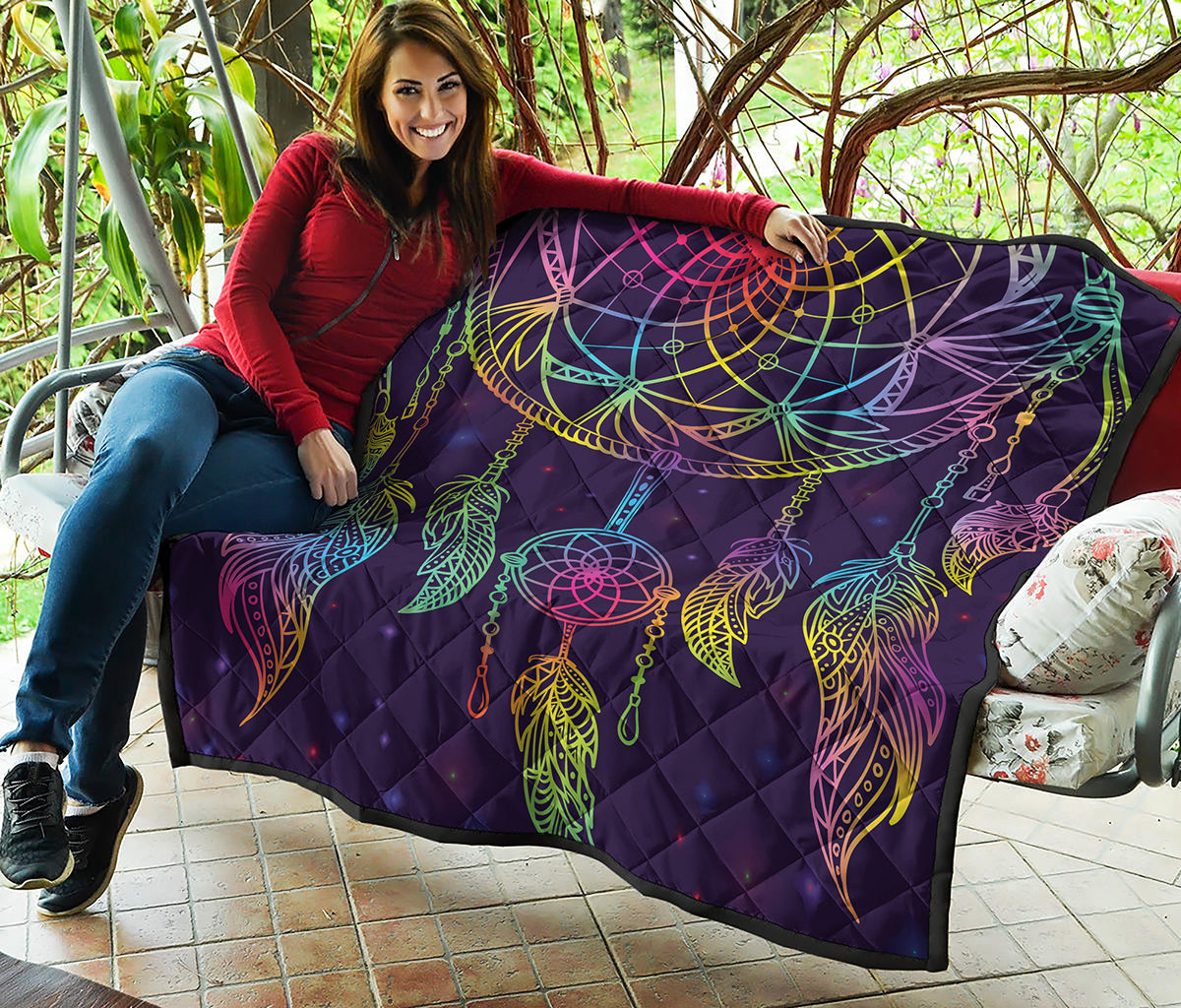 Rainbow Native Dream Catcher Print Quilt