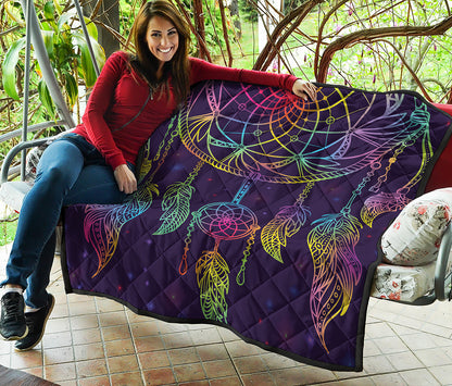 Rainbow Native Dream Catcher Print Quilt