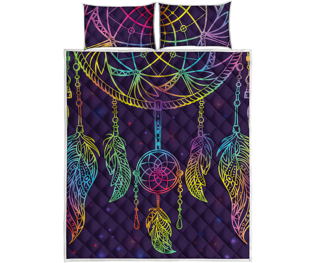 Rainbow Native Dream Catcher Print Quilt Bed Set