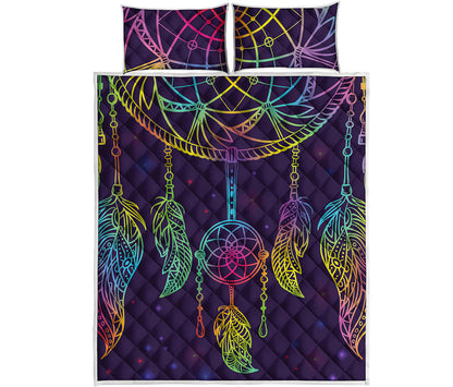 Rainbow Native Dream Catcher Print Quilt Bed Set