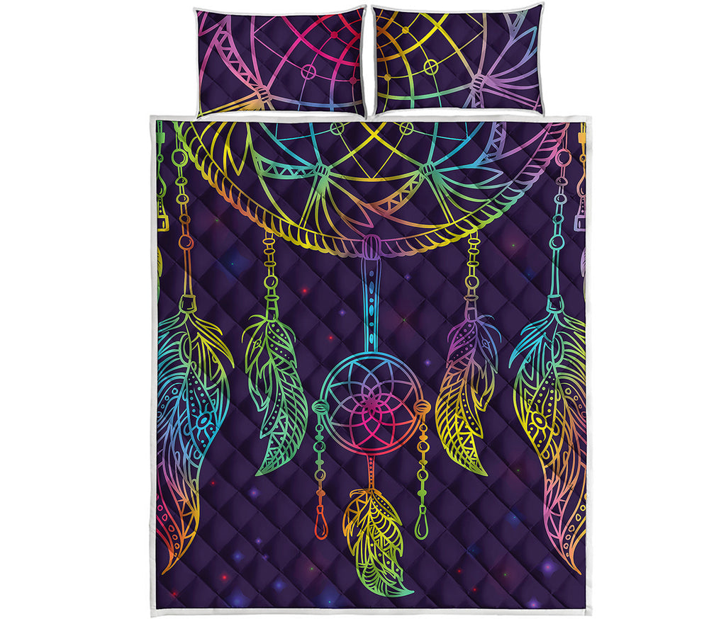 Rainbow Native Dream Catcher Print Quilt Bed Set