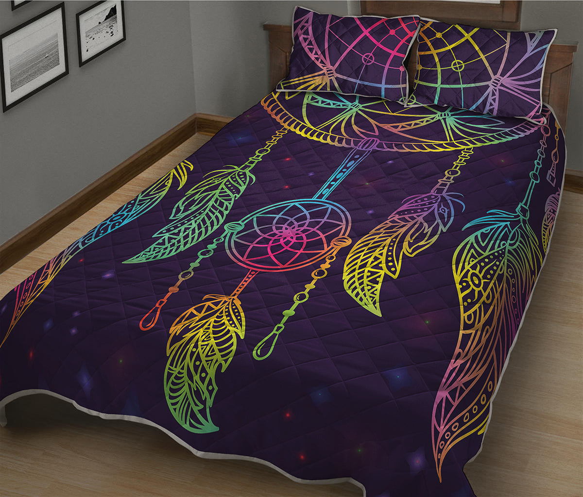 Rainbow Native Dream Catcher Print Quilt Bed Set