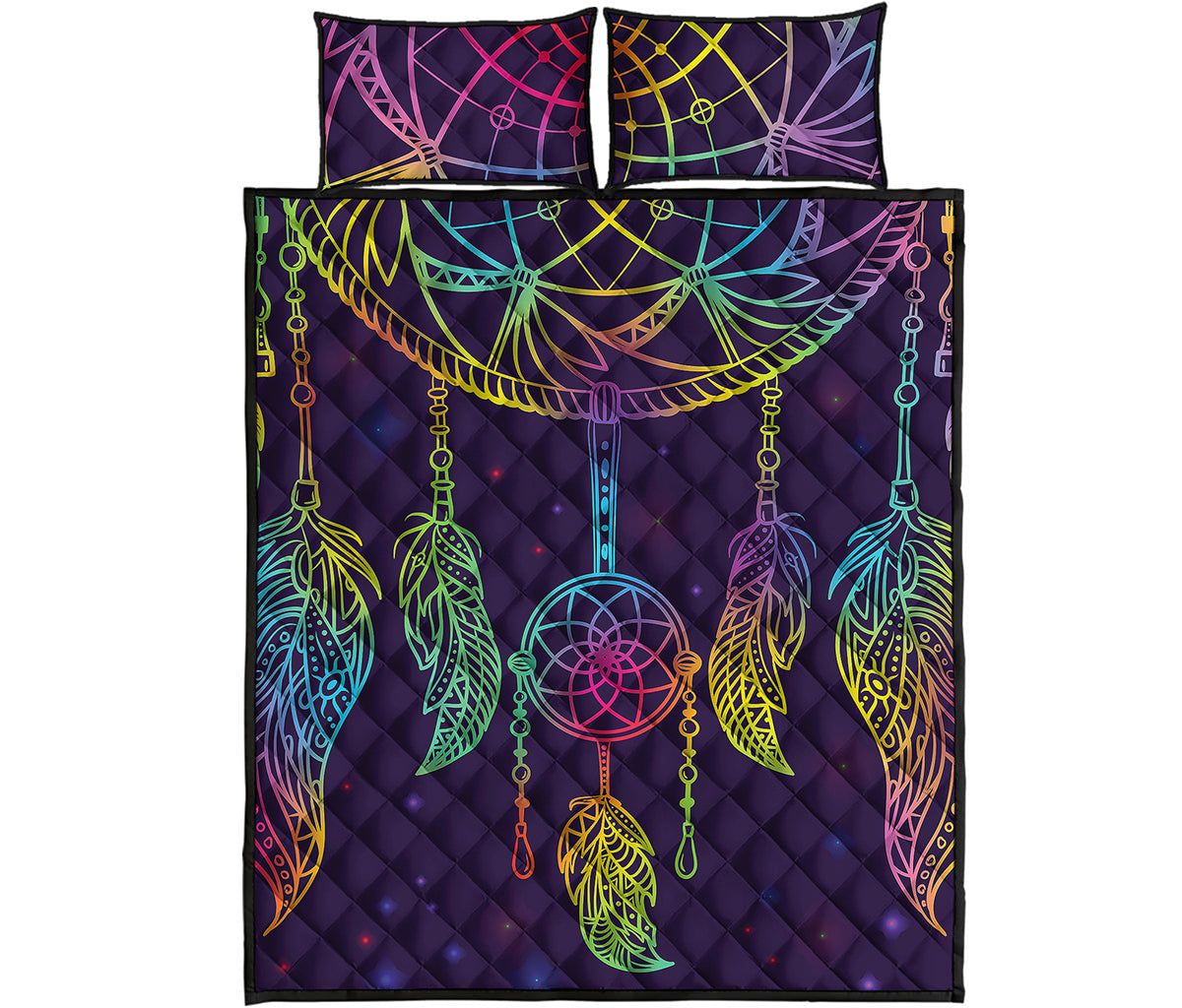 Rainbow Native Dream Catcher Print Quilt Bed Set