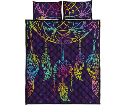 Rainbow Native Dream Catcher Print Quilt Bed Set