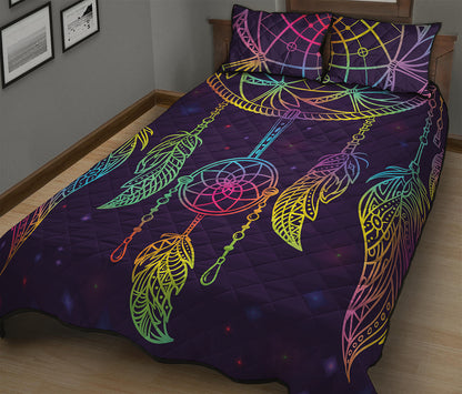 Rainbow Native Dream Catcher Print Quilt Bed Set