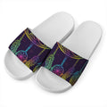 Rainbow Native Dream Catcher Print White Slide Sandals