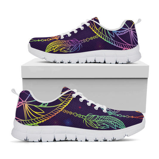 Rainbow Native Dream Catcher Print White Sneakers