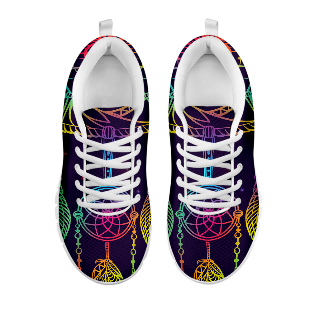 Rainbow Native Dream Catcher Print White Sneakers