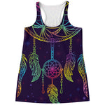 Rainbow Native Dream Catcher Print Women's Racerback Tank Top