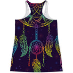 Rainbow Native Dream Catcher Print Women's Racerback Tank Top
