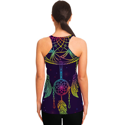 Rainbow Native Dream Catcher Print Women's Racerback Tank Top