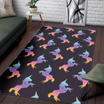 Rainbow Origami Unicorn Pattern Print Area Rug GearFrost